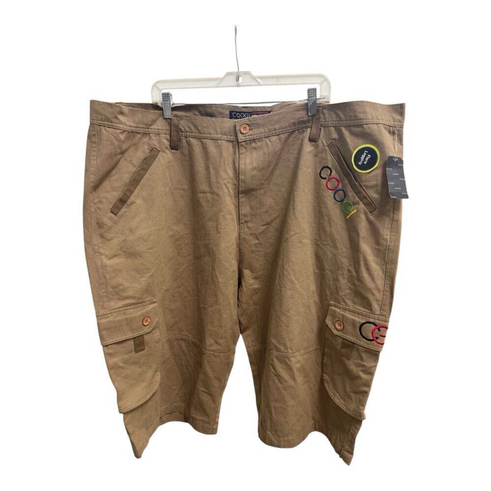 NWT Coogi Shorts Mens 48 Khaki Tan Cargo Classic Fit Embroidered